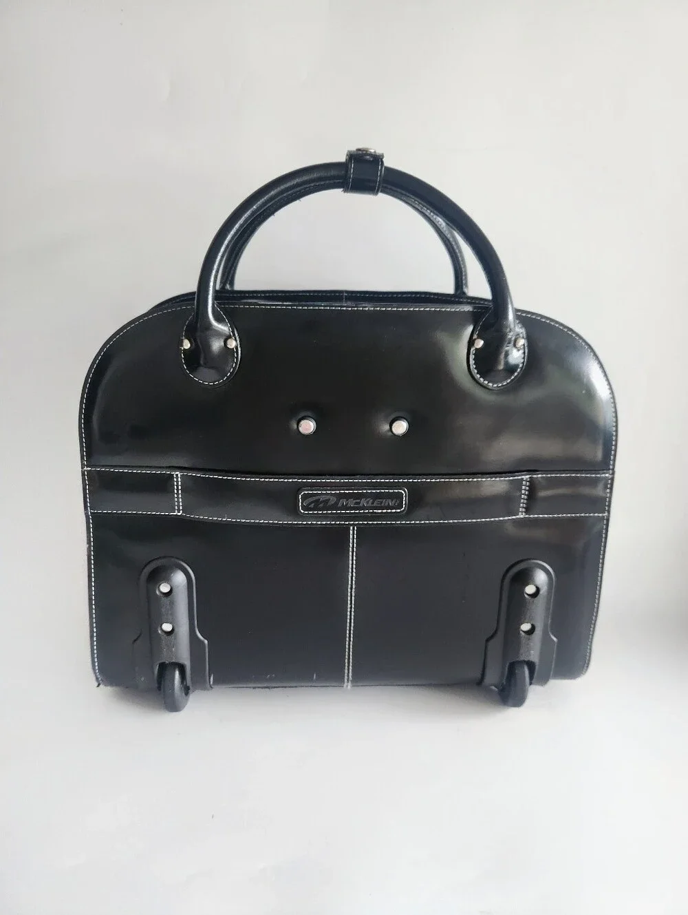 McKlein Edgebrook Leather Rolling Laptop Briefcase Wheeled Bag Business Travel